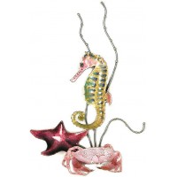 Rainbow Seahorse with Crab Copper/Metal Wall Art Sculpture by Bovano #W1944   252462477491